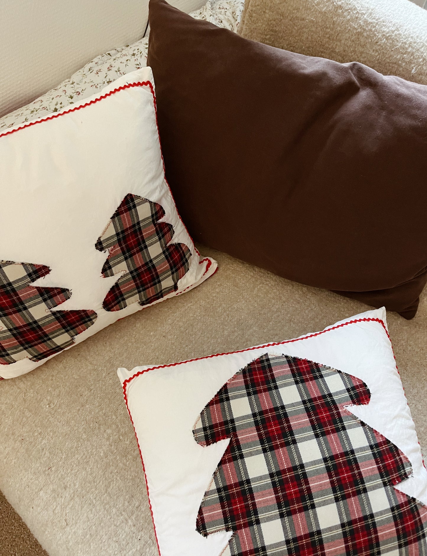Lot de 2 housses de coussins de Noël Sapins