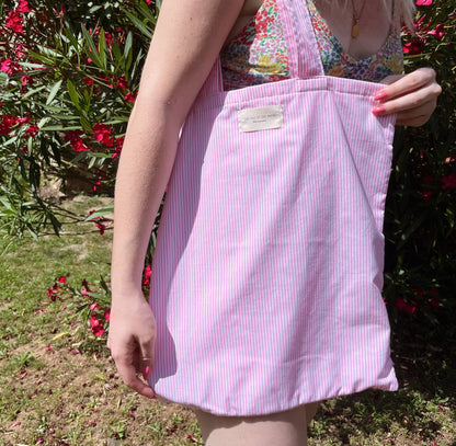 Tote bag Fourre-tout Rayé rose