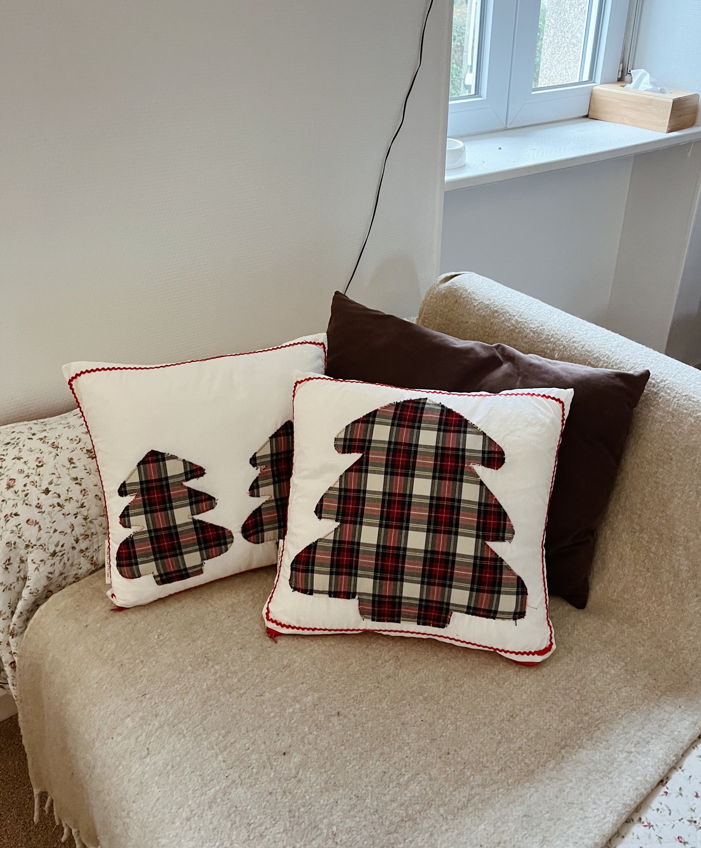 Lot de 2 housses de coussins de Noël Sapins